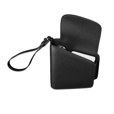 Πλευρική όψη θήκης μεταφοράς Jet Black Duo με συσκευή Ploom AURA