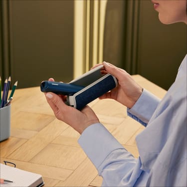 Ploom Aura Denim Leather Fusion Solo Carry Case accessory on a table