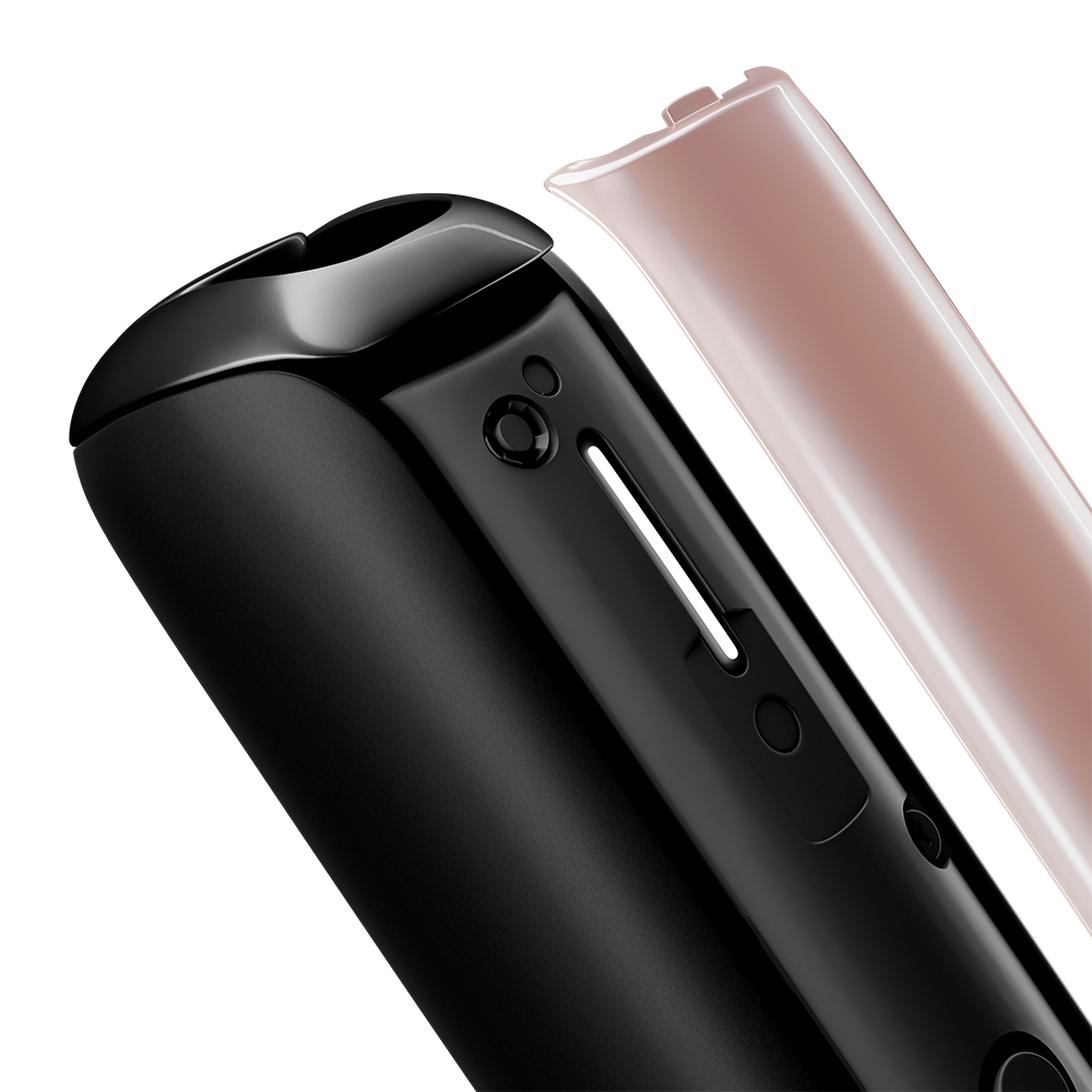 Κοντινό καλύμματος πρόσοψης Ploom AURA με απόσπαση από την συσκευή σε χρώμα Rose Gold
